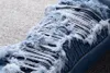 Роскошные дизайнерские мужские джинсы Fashion am-Type Повседневные винтажные узкие эластичные мужские джинсы-карандаш с рваными дырками Хип-хоп Джинсовая ткань на молнии Motorc287I