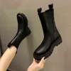 Bota Martn aumentada outono e inverno mais veludo estilo britânico com sola grossa Chelsea Short 211105