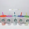 Starbucks Confetti Tumbler Reutilizável 24oz / 710ml Custom Café Pilar Forma Forma Feriado Capas Magia Com Cilindro Lid Balança de Palha