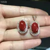 Bracelet, Earrings & Necklace KJJEAXCMY Boutique Jewels 925 Sterling Silver Inlaid Natural Ruby Red Coral Pendant Ring Suit Support Detectio