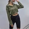 Moda Sonbahar Kış Kadife Kadınlar Ceket Yeşil Tek Göğüslü Düğme Uzun Kollu İpli Streetwear Lady Coats W252 210526