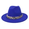Sombrero Fedora con cadena Sombreros de ala ancha para mujeres Hombres Jazz Panamá Cap Mujer Hombre Moda gorras para hombre Trilby Chapeau Primavera Otoño Invierno venta al por mayor 26 colores
