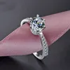 Мода Classic Ring Simple 6 Prong Simulated Diamond Обручальное кольцо для женщин 14K Белое позолоченное Стерлинговое серебро 925