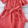 Children's Clothing Summer Collar Strapless Puff Sleeve Girls Clothes Set Printing Jumpsuit 210515