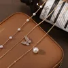 Anhänger Halsketten Kreative mehrschichtige Schmetterling Perlenkette für Frauen Sun Star Gold Choker Trendy Schmuck