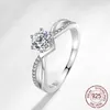 100% естественное твердое вещество 925 серебряное кольцо 1 CT Zirconia Diamond Holding Wedding Band Подарочные Ювелирные кольца Без исчезновения Allergy Free J-397