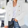 Proste Green Casual Office Blazer 2021 Kobiety Solid Colors Double Breasted Blazer All-Match Work Odzież Formalna Lady Podstawowe Nosić X0721