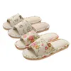 Femmes Casual Floral Maison Pantoufles Doux Antidérapant Mousse Bas Pantoufles Printemps Automne Intérieur Couple Lin Pantoufle Tongs Diapositives Y0804