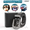 2021 Snelle levering Luxe Rhintone S Mannen Dames Unisex Diamond Studded Winter Sparkle Digner lederen riem