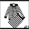 Zestawy odzież dla niemowląt dziecka dzieci ciążowa Dostawa 2021 Aile Rabbit Arrival Girls Striped Suit Długi Rękaw Torba Torba Spódnica 2 Sztuk Zestaw Fash