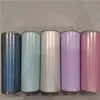 Sublimation Glitter Tumbler 20Oz Gerade Becher Doppelwand Edelstahl Wasserflasche Rainbow Becher Vakuum Isolierte Bier Kaffeetassen mit Strohgroßhandel