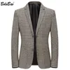 Bolubao Business Plaid Blazer Men Fashion Men Men de haute qualité Veste de combinaison British Style Casual Blazers Vêtements masculins 210518