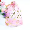 Colorful Organza Bags Iron Heart Bronzing Special Design Pouch Wedding Promotion Gifts Bag Jewelry Package