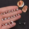 Floral Star Heart Cross Flower Crown Bar Cartilage Piercing Stud Helix Jewelry Tragus Conch Rook Earlobe Screw Back Earring