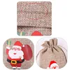 Xmas Burlap Linen Drawstring Bag Gift Wraps Santa Claus Snowman Penguin Elk Candy Jewelry Packaging Present Storage Bags Christmas Favors Decoration TH0084