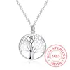 Chaude Arbre de Vie Cristal Rond Petit Pendentif Collier 925 Bijoux En Argent Sterling Collier Femmes Élégantes Bijoux Cadeau Dropshipping