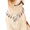 Klassische Edelstahl-Leinenhalsbänder, 15 mm, goldenes Silber, Titan-Kettenhalsband für Haustierhunde im Freien, Welpenbedarf, Pudel, Bulldogge, Schnauzer