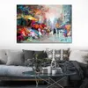 Handgemalte Leinwand-Kunst-Ölgemälde, Stadtansicht-Leinwand-Kunstwerk-Reproduktion, hochwertige moderne abstrakte Straßenlandschaft