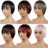 Short Red Gray Straight Wig Pixie Hair Cut Style Wigs For Women Synthetic Hair High Temperature Fiberfactory direct
