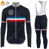 Set da corsa natale francese 2021 ciclismo jersey set Francia team abbigliamento manica lunga bicicletta uniforme pantaloni pantaloni BIB Maillot Ropa
