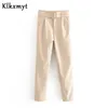 KLKXMYT High Street Vintage Pu Couro Sashes Cintura Calças Retas Mulheres Pantalones Mujer Pantalon Femme Calças 210527