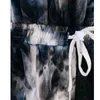 Jumpsuit Women Sexy Summer & Autumn New Baggy Tie-dyed Strapless Off Shoulder Short Sleeve Full Length Loose Casual Romper 210422