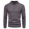 Meio colarinho de altos camisolas masculinas outono inverno quente malha camisola homens sólido manga comprida masculino pulôver that hem casual casacos 210524