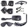 7PC / SET Bondage SM Toy Handbojor Ankle Manschett med piska rep Prank Collar Tie 4 färger