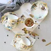 Royal Keramik Kaffee Teetasse Untertasse mit Löffel Set Gehäuse Luxus handgezeichnete Tiere Muster Nachmittag Blume Teetasse Tassen Untertassen