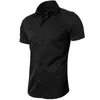 Camisas de fibra de bambu elástica masculina camisas de manga curta de verão Homens casuais marca comercial camisa masculina 210721