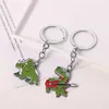 Lovely Primitive Dinosaur Keychain Cartoon Green Forest Animal Pendant Key Ring Girls Boys Party Gift Key Jewelry Accessories G1019