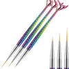 3 sztuk / zestaw pędzla paznokci pędzlem malowanie pióra liniowy rysunek / żel UV pył czysty długopis Nail Art Tools Mermaid Maleńki Mini Szczotki