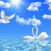 Custom Blue Sky White Clouds Wallpaper 3D Stereo White Swan River Mural Living Room Bedroom Theme Hotel