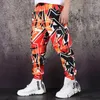 Erkek pantolon erkek kargo pantolon joggers sweatpants erkekler moda desen baskı streetwear hip hop gevşek rahat harem