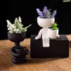 ホームガーデンオフィスのデスクトップの装飾のための人間の形のセラミックプランターポットの多肉植物の花瓶の小さな植物の容器210409