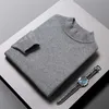 Высококонечный модный бренд вязаный пуловер свитер мужчин половина черепахи шеи аутика зимняя шерстяная повседневная джемпер одежда мужская 211221