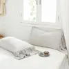 寝具セット黄色の白い灰色の青い柔らかいポリエステルガールセットソリッドカラーフリル布団カバーベッドリネンフィットシート枕カバー