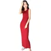 Casual Dresses Miyake veckad klänning ser tunn och vit ut över knä lång kjol rakt 2021 sommarvin röd ärmlös väst3203