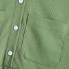 Mode met zakken gedrapeerde mini-jurk vrouwen vintage revers kraag lange mouwen vrouw es leger groen vestidos 210430
