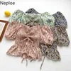 Neploe Blusas de Mujer Summer Fashion Shirt Off-Shoulder Slash Neck Ruffles Drawstring Blouse Slim Floral Chiffon Crop Tops 210422