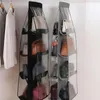 Opbergdozen Bins 8pocket dubbelzijdige hangende handtas organizer voor garderobe kast transparante tas niet-geweven houder PVC