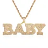 A-Z Custom Name Letters Hanger Cubic Zirkoon Kettingen Voor Mannen Vrouwen Goud Kleur Geplateerde Hip Hop Rock Sieraden