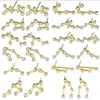 12 Constellation STAR Cartilage Boucle d'oreille avec carte-cadeau Or Couleur Gold CZ Zodiac Vis Piercing Earc Decor Bijoux
