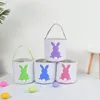 Pasen Bunny Basket Feestelijke Canvas Konijn Staart Emmer Kleurrijke Ei Opslag Manden Kindergift Tote Tas voor Festival