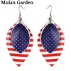 MG Nouvelle Mode Drapeau Allemand Américain Pu Boucles D'oreilles En Cuir Double Couches Feuille Goutte D'eau Boucles D'oreilles Bijoux Femmes Accessoires Cadeaux Q0709