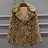 Lã feminina mistura moda feminina inverno 2022 Versão coreana de lamba solteira peles leopardo leopardo casaco de pelúcia 21809