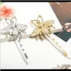Clips pasadores joyería Drop Delivery 2021 moda Simple 1 forma aleación Diecast Bee horquilla oro y Sier plateado para mujeres Clip de pelo regalo K