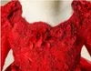 Robes de fille rouge dentelle bébé filles robe perles fleurs né fête enfant en bas âge fille 1 er anniversaire baptême vêtements tutu formel