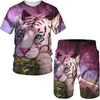 Mäns Tracksuits Den senaste 3D-utskrift T-shirt Casual Fashion Summer Shorts 2-Piece Set Domineering Animal Sports Hip Hop Camping