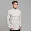 Sonbahar Moda erkek T-shirt Kazak Balıkçı Yaka Slim Fit Knittwear Erkek Uzun Kollu Kazaklar Uzun Kollu Rahat Ofis Y0907 Tops